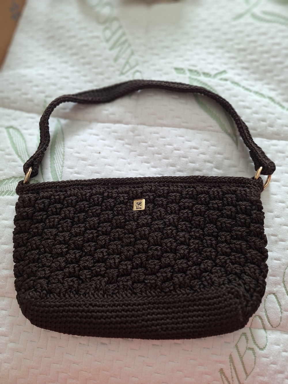 Lina Handwoven Black Crochet Shoulder Bag
